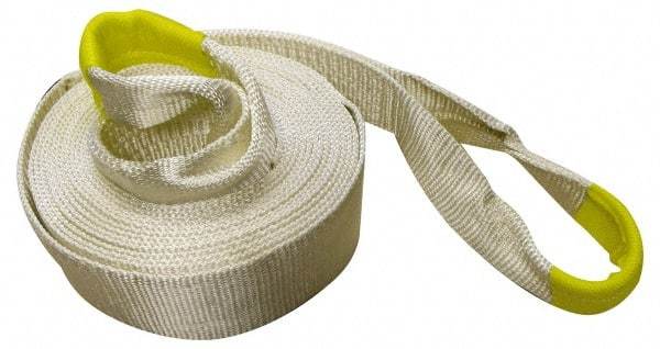 Erickson Manufacturing - 30' Long x 4" Wide, 35,000 Lb Basket Capacity, Polyester Web Sling - White, with Loop Ends - Eagle Tool & Supply