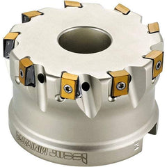 Iscar - 13 Inserts, 4" Cut Diam, 1-1/2" Arbor Diam, 0.492" Max Depth of Cut, Indexable Square-Shoulder Face Mill - 0/90° Lead Angle, 2" High, T490 LN.T 1306 Insert Compatibility, Through Coolant, Series Helitang - Eagle Tool & Supply