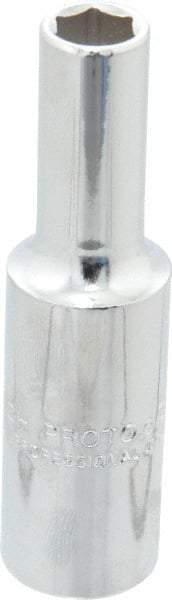 Proto - 3/8", 1/2" Drive, Deep Hand Socket - 6 Points, 3-1/4" OAL, Chrome Finish - Eagle Tool & Supply
