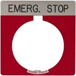 Eaton Cutler-Hammer - Square, Legend Plate - Emergency Stop - Red Background, 30-1/2mm Hole Diameter - Eagle Tool & Supply