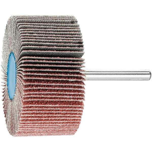 PFERD - 2-1/2" Diam x 1" Face Width, Aluminum Oxide Coated Mounted Flap Wheel - 1/4" Shank Mount, 60 Grit, 23,000 Max RPM - Eagle Tool & Supply