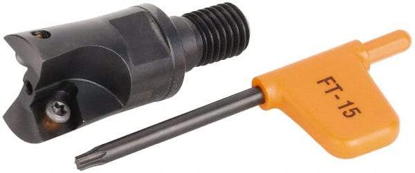 Kennametal - 12mm Cut Diam, 2.5mm Max Depth of Cut, 20mm OAL, Indexable Square Shoulder Helical End Mill - XD.. 0401.. Inserts, M6 Modular Connection, Series KMM - Eagle Tool & Supply