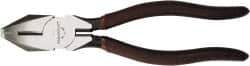 Paramount - 6-3/16" OAL, 1-3/32" Jaw Length x 29/32" Jaw Width, Linesman's Pliers - Serrated Pipe Jaw, New England Style Head, Plastic Dipped Handles - Eagle Tool & Supply
