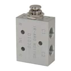 ARO/Ingersoll-Rand - 1/8" NPT Manual Mechanical Valve - 4-Way, 2 Position, Push-Button/Spring & 0.2 CV Rate - Eagle Tool & Supply
