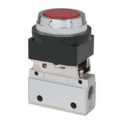 ARO/Ingersoll-Rand - 1/8" NPT Manual Mechanical Valve - 3-Way, 2 Position, Push-Button w/Guard/Spring & 0.2 CV Rate - Eagle Tool & Supply