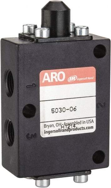 ARO/Ingersoll-Rand - 1/8" NPT Manual Mechanical Valve - 3-Way, 2 Position, Cam Stem/Spring & 0.4 CV Rate - Eagle Tool & Supply