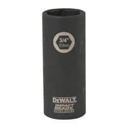 DeWALT - 3/8" Drive 3/4" Deep Impact Socket - 6 Points, 2-1/2" OAL - Eagle Tool & Supply