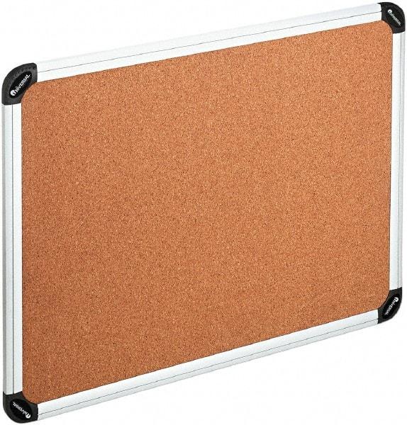 UNIVERSAL - 48" Wide x 36" High Open Cork Bulletin Board - Natural Cork, Silver Frame - Eagle Tool & Supply
