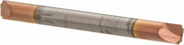 Accupro - 0.015" Radius, 1/8" Mill Diam, 2 Flute Solid Carbide Corner Rounding End Mill - Double End, TiCN Finish, 1-1/2" OAL, 1/8" Shank Diam - Eagle Tool & Supply