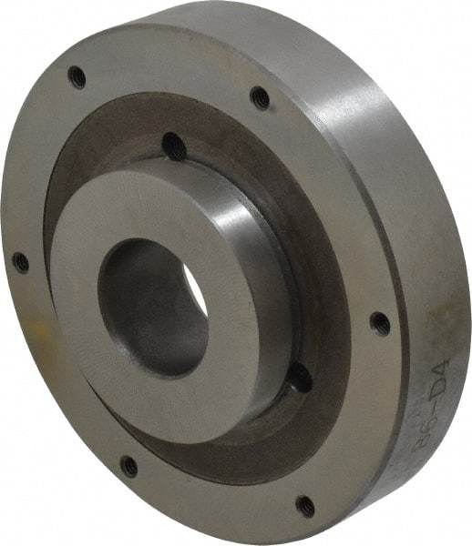 Buck Chuck Company - Adapter Back Plate for 6" Diam Self Centering Lathe Chucks - D1-4 Mount, 1-1/2" Through Hole Diam, 3.109mm ID, 5.88" OD, 1.166" Flange Height, Steel - Eagle Tool & Supply