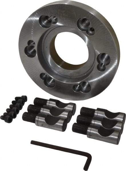 Buck Chuck Company - Adapter Back Plate for 10" Diam Self Centering Lathe Chucks - D1-6 Mount, 2.94" Through Hole Diam, 6.349" OD, 1-3/4" Flange Height, Steel - Eagle Tool & Supply