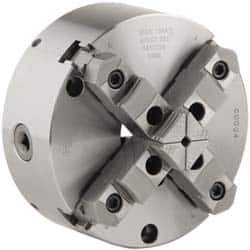 Buck Chuck Company - 4 Jaws, 12" Diam, Self Centering Manual Lathe Chuck - Front Mount, Adjustable, Reversible, 2,300 Max RPM, 4.14" Through Hole Diam, Forged Steel - Eagle Tool & Supply
