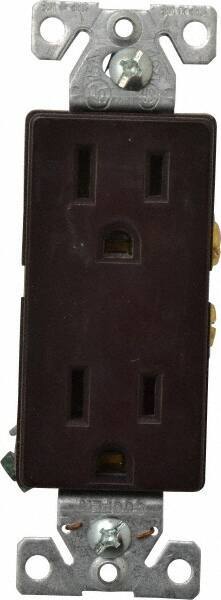 Cooper Wiring Devices - 125 VAC, 15 Amp, 5-15R NEMA Configuration, Brown, Industrial Grade, Self Grounding Duplex Receptacle - 1 Phase, 2 Poles, 3 Wire, Flush Mount, Chemical and Impact Resistant - Eagle Tool & Supply