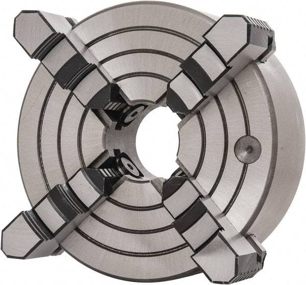 Interstate - 4 Jaws, 8" Diam, Independent Manual Lathe Chuck - D1-5 Mount Spindle, Reversible, 2.165" Through Hole Diam, Cast Iron - Eagle Tool & Supply