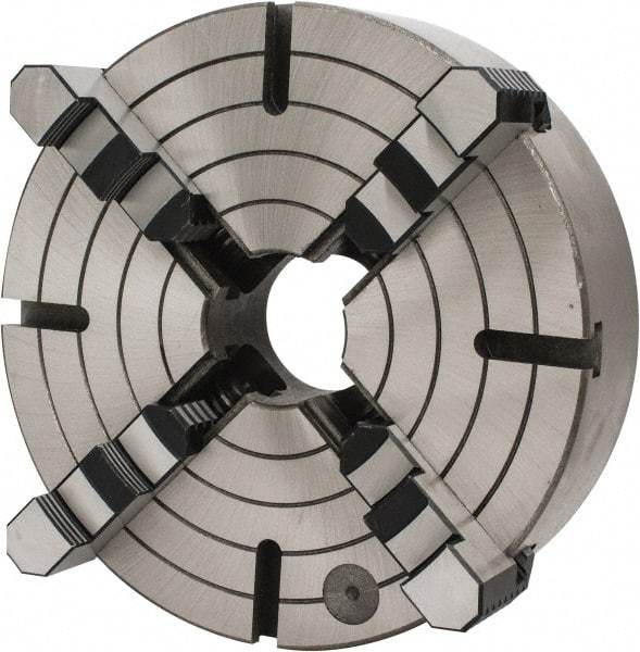 Interstate - 4 Jaws, 12" Diam, Independent Manual Lathe Chuck - D1-6 Mount Spindle, Reversible, 3.74" Through Hole Diam, Cast Iron - Eagle Tool & Supply