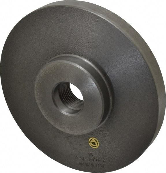 Bison - Adapter Back Plate for 8" Diam Self Centering Lathe Chucks - 1-1/2 - 8 Mount, 1-1/2" Through Hole Diam, 3.583mm ID, 8.11" OD, 0.866" Flange Height, Cast Iron - Eagle Tool & Supply