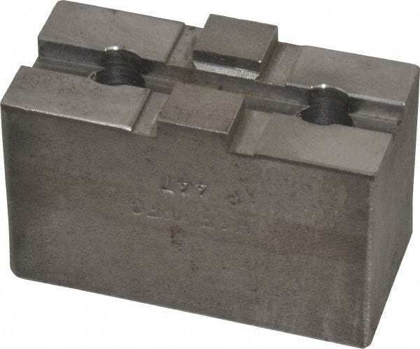 H & R Manufacturing - 5 to 6" Chuck Capacity, Tongue & Groove Attachment, Square Soft Lathe Chuck Jaw - Steel, 1-1/2" Btw Mount Hole Ctrs, 2-5/8" Long x 1-1/4" Wide x 1-5/8" High, 5/16" Groove - Eagle Tool & Supply