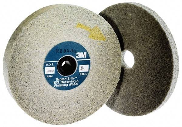 3M - 10" Diam, 1/2" Face Width, 5" Center Hole, Fine Grade, Silicon Carbide Deburring Wheel - Convolute, Hard Density 8 Grade, 3,600 RPM - Eagle Tool & Supply