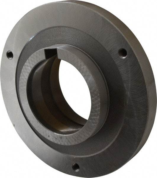 Bison - Adapter Back Plate for 8" Diam Self Centering Lathe Chucks - L-1 Mount, 4-1/8" Through Hole Diam, 6.93mm ID, 7.87" OD, 0.79" Flange Height, Steel - Eagle Tool & Supply