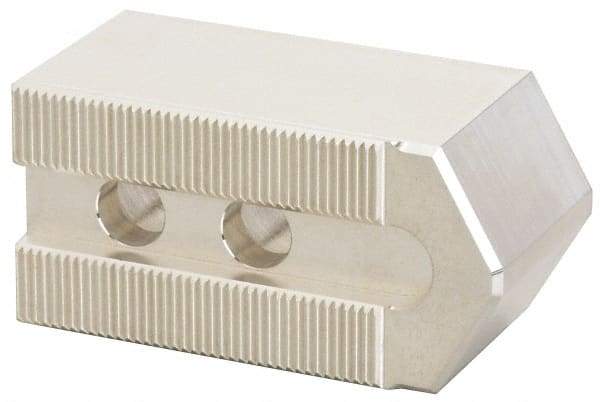 Masterman & Kovil - 12" Chuck Capacity, 1.5mm x 60° Serrated Attachment, Square Soft Lathe Chuck Jaw - 3 Jaws, Aluminum, 1.181" Btw Mount Hole Ctrs, 5.1mm Long x 2" Wide x 2" High, 0.709" Groove, 14mm Fastener - Eagle Tool & Supply