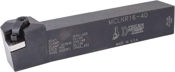 Dorian Tool - MCLN, Right Hand Cut, 5° Lead Angle, 1" Shank Height x 1" Shank Width, Negative Rake Indexable Turning Toolholder - 6" OAL, CN..43. Insert Compatibility, Series Multi-Option - Eagle Tool & Supply