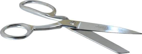 Clauss - 3-1/2" LOC, 8" OAL Chrome Plated Standard Shears - Right Hand, Chrome Plated Offset Handle, For General Purpose Use - Eagle Tool & Supply