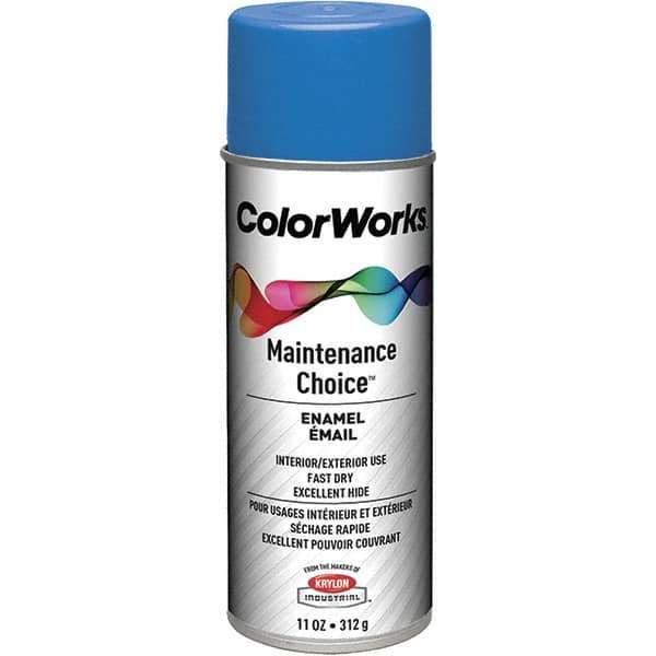 Krylon - Safety Blue, Enamel Spray Paint - 15 to 18 Sq Ft per Can, 16 oz Container, Use on General Industrial Maintenance & Touch-up Work - Eagle Tool & Supply