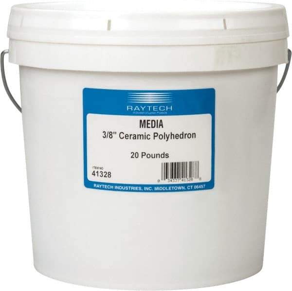 Raytech - Ceramic Carrier, Aluminum Oxide Abrasive, Polishing Tumbling Media - Polyhedron Shape, Wet Operation, 3/8" Long x 1/2" High - Eagle Tool & Supply