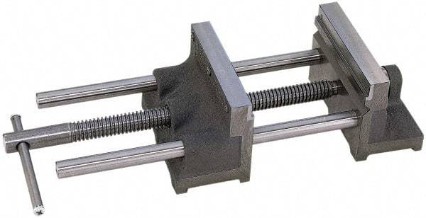 Heinrich - 10" Jaw Opening Capacity x 2" Throat Depth, Horizontal Drill Press Vise - 6" Wide Jaw, Stationary Base, Standard Speed, 17-5/8" OAL x 4-1/8" Overall Height - Eagle Tool & Supply