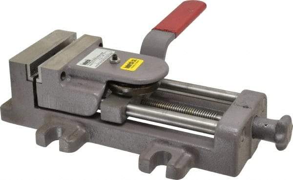 Heinrich - 4" Jaw Opening Capacity x 1-3/8" Throat Depth, Horizontal Drill Press Vise - 4" Wide x 1-3/8" High Jaw, Stationary Base, Standard Speed, 11-3/4" OAL - Eagle Tool & Supply
