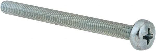 Value Collection - M5x0.80, 60mm Length Under Head Phillips Drive Machine Screw - Pan Head, Grade 4.8 Steel, Zinc-Plated Finish, Without Washer - Eagle Tool & Supply