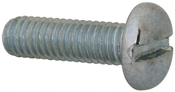 Value Collection - M6x1.00, 20mm Length Under Head Slotted Drive Machine Screw - Pan Head, Grade 4.8 Steel, Zinc-Plated Finish, Without Washer - Eagle Tool & Supply