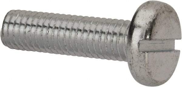Value Collection - M8x1.25, 30mm Length Under Head Slotted Drive Machine Screw - Pan Head, Grade 4.8 Steel, Zinc-Plated Finish, Without Washer - Eagle Tool & Supply