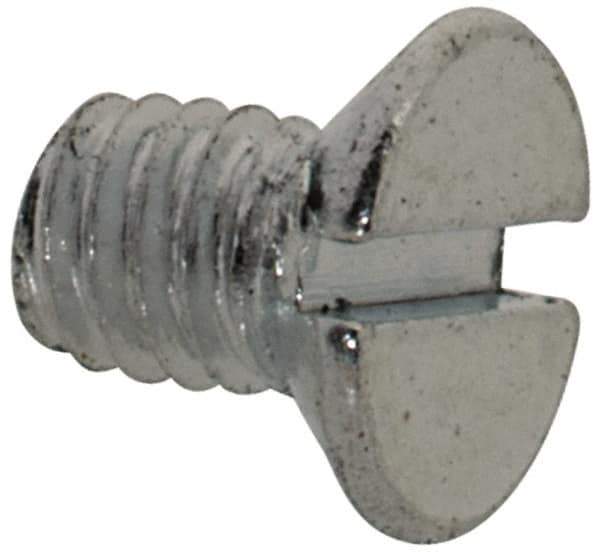 Value Collection - M2.5x0.45, 4mm OAL Slotted Drive Machine Screw - Flat Head, Grade 4.8 Steel, Zinc-Plated Finish, Without Washer - Eagle Tool & Supply