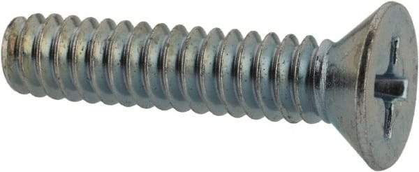 Value Collection - #10-24 UNC, 7/8" OAL Phillips Drive Machine Screw - Flat Head, Grade 2 Steel, Zinc-Plated Finish, Without Washer - Eagle Tool & Supply