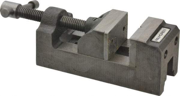 Palmgren - 1-1/2" Jaw Opening Capacity x 1" Throat Depth, Horizontal Drill Press Vise - 1-1/2" Wide Jaw, Stationary Base, Standard Speed, 5-1/8" OAL x 1-13/16" Overall Height, Cast Iron - Eagle Tool & Supply
