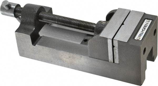 Palmgren - 2-1/2" Jaw Opening Capacity x 1-1/2" Throat Depth, Horizontal Drill Press Vise - 2-7/16" Wide Jaw, Stationary Base, Standard Speed, 7-1/4" OAL x 2-9/16" Overall Height, Cast Iron - Eagle Tool & Supply