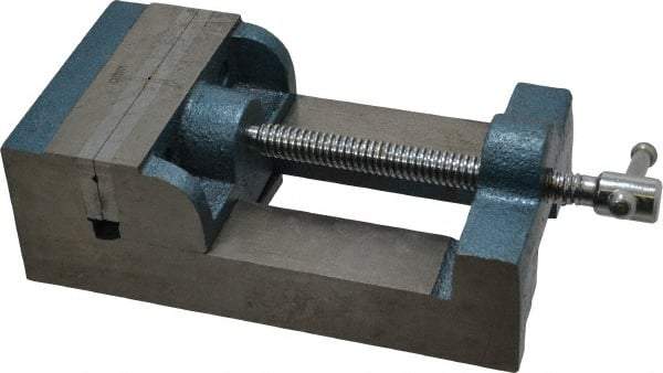 Interstate - 3-3/4" Jaw Opening Capacity x 1-13/64" Throat Depth, Horizontal Drill Press Vise - 4-1/2" Wide x 1.2" High Jaw, Stationary Base, Standard Speed, 10-1/4" OAL x 3" Overall Height, Cast Iron - Eagle Tool & Supply