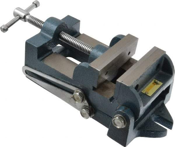 Interstate - 3-3/4" Jaw Opening Capacity x 1-3/4" Throat Depth, Angle Drill Press Vise - 4-1/2" Wide x 1.62" High Jaw, Stationary Base, Standard Speed, 10-15/16" OAL x 3.7" Overall Height, Cast Iron - Eagle Tool & Supply
