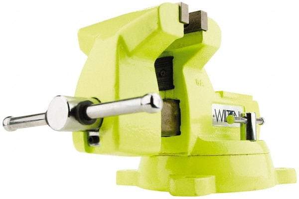 Wilton - 6" Jaw Width x 5-3/4" Jaw Opening Capacity, 4-1/8" Throat Depth, Bench & Pipe Combination Vise - 1/4 to 3-1/2" Pipe Capacity, Swivel Base, Bolt Down Attachment, Ductile Iron - Eagle Tool & Supply