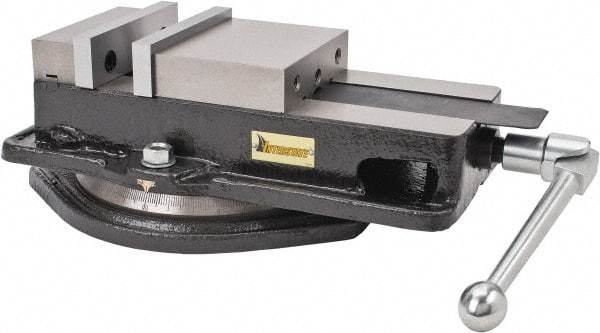 Interstate - 6" Jaw Width, 7-1/2" Jaw Opening Capacity, Horizontal Swivel Machine Vise - Manual Operation, 5,620 Lb Capacity, 1 Station, 17.3" Long x 4.72" High x 1-1/2" Deep, 1-1/2" Jaw Height, Cast Iron - Eagle Tool & Supply