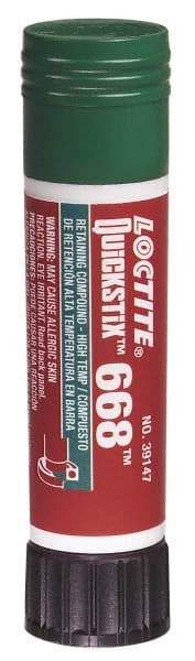 Loctite - 19 Gal Stick, Green, Low Strength Semisolid Retaining Compound - Series 668, 24 hr Full Cure Time, Heat Removal - Eagle Tool & Supply