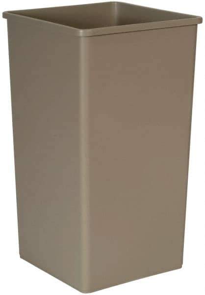 Rubbermaid - 50 Gal Gray Square Trash Can - Polyethylene, 34-1/4" High x 19-1/2" Long x 19-1/2" Wide - Eagle Tool & Supply