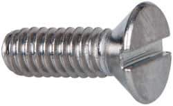 Value Collection - #8-32 UNC, 1/2" OAL Slotted Drive Machine Screw - Flat Head, Grade 316 Stainless Steel, Uncoated, Without Washer - Eagle Tool & Supply