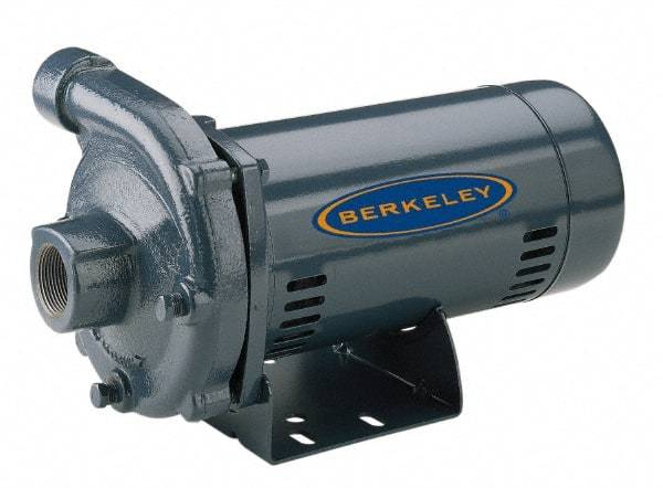 Berkeley - ODP Motor, 115/230 Volt, 1 Phase, 1-1/2 HP, Cast Iron Straight Pump - 1-1/4 Inch Inlet, 1 Inch Outlet, 118 Max Head psi, Brass Impeller - Eagle Tool & Supply