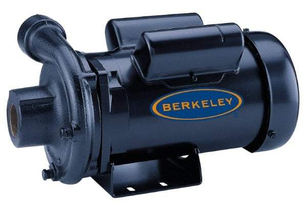 Berkeley - TEFC Motor, 230 Volt, 1 Phase, 2 HP, Cast Iron Straight Pump - 1-1/2 Inch Inlet, 1-1/4 Inch Outlet, 131 Max Head psi, Brass Impeller - Eagle Tool & Supply