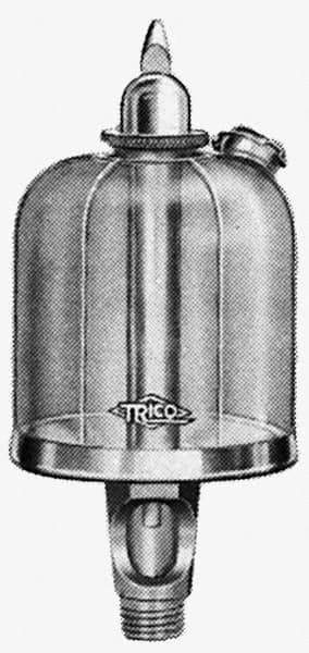 Trico - 1 Outlet, Acrylic Bowl, 8 Ounce Manual-Adjustable Oil Reservoir - 3/8 NPT Outlet, 2-5/8" Diam x 6-3/8" High - Eagle Tool & Supply