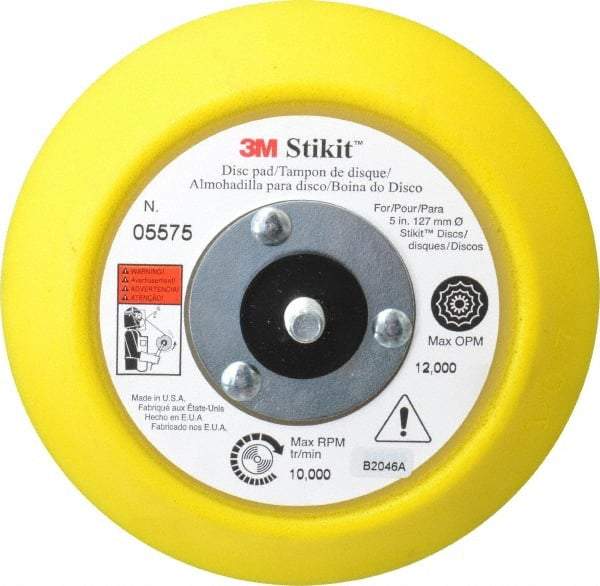 3M - 5" Diam Adhesive/PSA Disc Backing Pad - 3/4" Shank Diam, Medium Density, 10,000 RPM - Eagle Tool & Supply