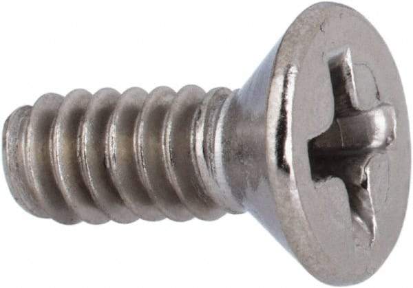 Value Collection - #6-32 UNC, 3/8" OAL Phillips Drive Machine Screw - Flat Head, Grade 316 Stainless Steel, Uncoated, Without Washer - Eagle Tool & Supply