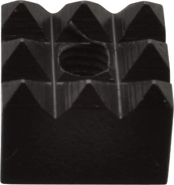 Fairlane - 1/2" Square, 10-32 Thread, 3/8" High, Coarse Tooth Grade, Diamond Serration, High Speed Steel, Square Positioning Gripper - 0.03 x 45A° Chamfer, Black Oxide Finish - Eagle Tool & Supply